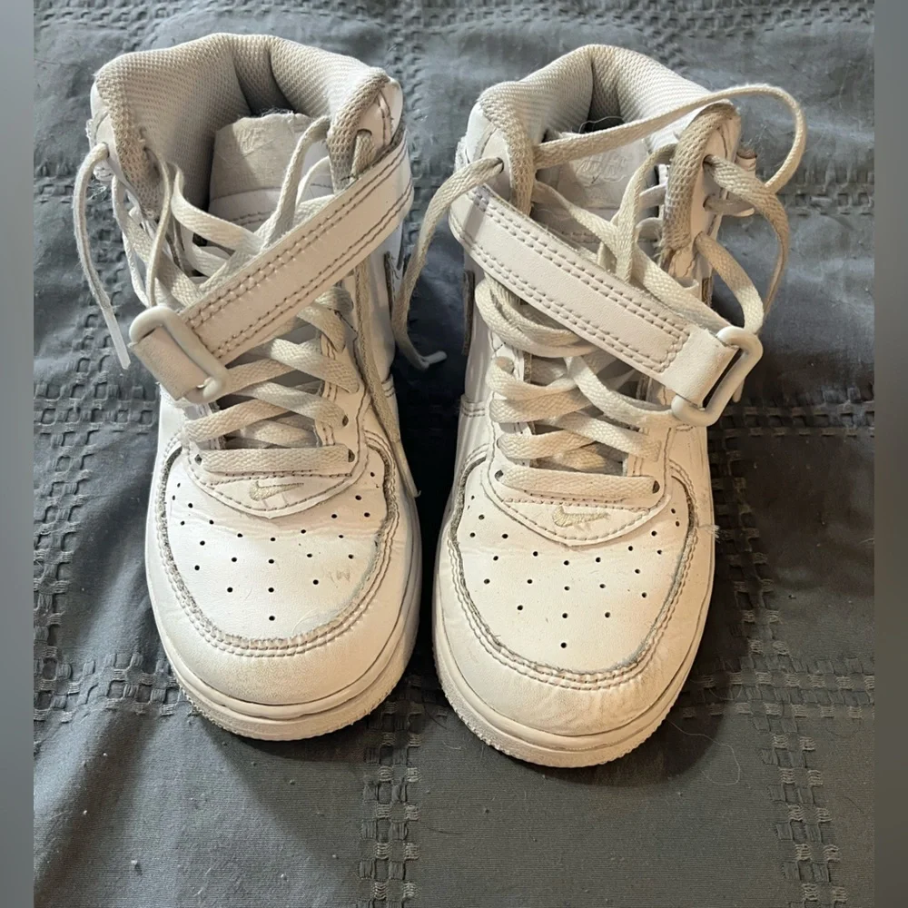 Nike Air Force 1 Mid PS Kid's White Leather Shoes
